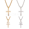 ANATTASOUL 4Pcs 4 Style 304 Stainless Steel with Cubic Zirconia Cross Pendant Necklaces Set with Brass Chains NJEW-AN0001-81-1