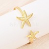 Marine Organism Brass Cuff Bangles for Women BJEW-D368-03D-G-3