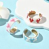 Glass Beads with 304 Stainless Steel Cuff Rings RJEW-MZ00031-1