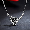 Vintage Brass Rose Flower Pendant Necklaces for Women WGA801E-01-1