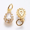 Brass Micro Pave Cubic Zirconia Charms RB-I077-15G-RS-2