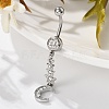 Alloy Crystal Rhinestone Dangle Curved Barbell Belly Rings AJEW-R007-04P-02-3