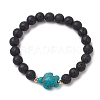 Round Natural Lava Rock Beaded Stretch Bracelets BJEW-JB10269-01-1