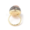 Round Natural Abalone Shell & Freshwater Pearls Finger Ring RJEW-C090-03G-3