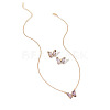 Butterfly Acrylic Rhinestone with Iron Pendant Necklaces & Stud Earrings Sets for Women WGFFCAF-03-5