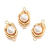 304 Stainless Steel Pave ABS Pearl Connector Charms STAS-S131-01G-1