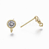 Brass Micro Clear Cubic Zirconia Stud Earring Findings KK-R132-063-NF-3