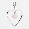 Natural Rose Quartz Dangle Pendants HJEW-JM00233-01-1