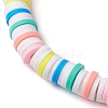 Rainbow Color Disc Handmade Polymer Clay Beaded Stretch Bracelets for Women BJEW-JB10353-01-3