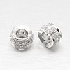 Anti-Tarnish Rhodium Plated 925 Sterling Silver Cubic Zirconia European Beads STER-O024-01-1