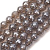 Electroplated Natural Agate Beads Strands G-B191-A07-8mm-05-2