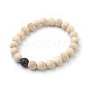 Natural Dyed Sandalwood Beads Stretch Bracelets BJEW-JB03842-04-1