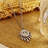 Stainless Steel Eye Pendant Necklaces with Cubic Zirconia for Women QV4000-2-2