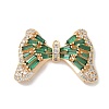Brass Micro Pave Cubic Zirconia Pendants with Glass KK-U052-27G-01-1