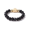 Glass & Brass Beaded Stretch Rings for Women RJEW-JR00858-01-4