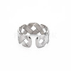 304 Stainless Steel Hollow Open Cuff Ring for Women RJEW-S405-238P-2