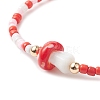 Mushroom Lampwork & Glass Seed & Brass Beaded Stretch Bracelets for Women BJEW-JB09272-5