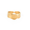 Ion Plating(IP) 304 Stainless Steel Flat Round Open Cuff Ring for Women RJEW-S405-188G-1