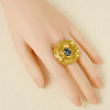 Geometric 304 Stainless Steel with Natural Shell Cuff Open Rings WP6687-4-2