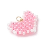 Glass Seed Beaded Heart Pendants PALLOY-MZ01018-3