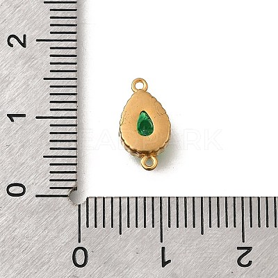 304 Stainless Steel Pave Cubic Zirconia Teardrop Connector Charms STAS-Z160-03G-02-1