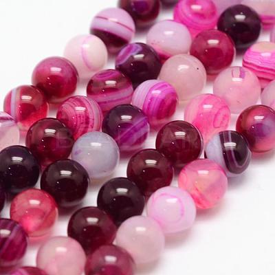 Natural Striped Agate/Banded Agate Bead Strands G-K155-A-4mm-02-1