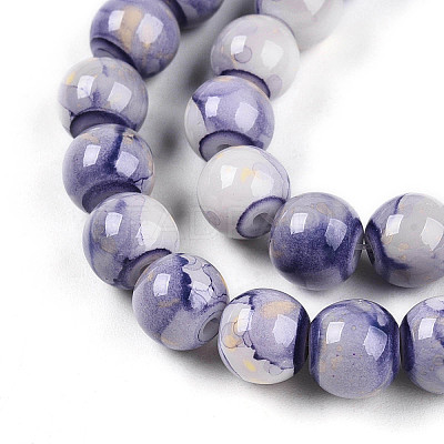 Baking Paint Glass Beads Strands DGLA-N003-8mm-C08-1