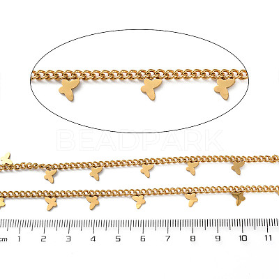 304 Stainless Steel Curb Chains with Butterfly Charm CHS-F020-03G-03-1