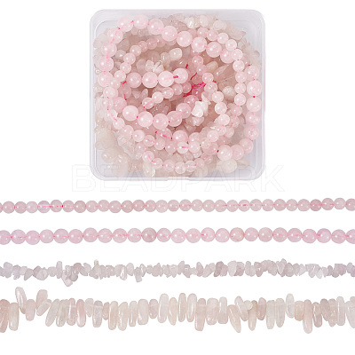 4 Strands 4 Style Natural Rose Quartz Stone Bead Strands G-KS0001-11-1