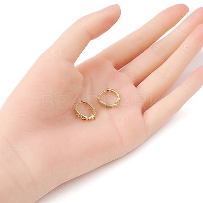 Brass Micro Pave Clear Cubic Zirconia Hoop Earring Findings ZIRC-YW0001-09G-1