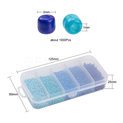 1900Pcs 5 Colors Baking Paint Glass Seed Beads SEED-YW0001-76C-1