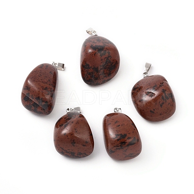 Natural Mahogany Obsidian Pendants G-K302-B03-1
