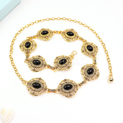 Bohemian Style Alloy Resin Flower Link Waist Belly Chains for Women FS-WGFCF74-02-1