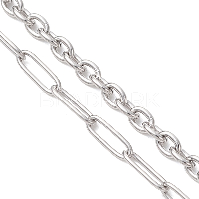 304 Stainless Steel Paperclip Chain Cable Chain Lariat Y Necklaces NJEW-JN05785-1