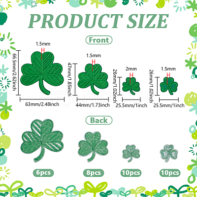 34Pcs 4 Styles Clover Embroidered Cloth Patch PATC-FG0003-43-1