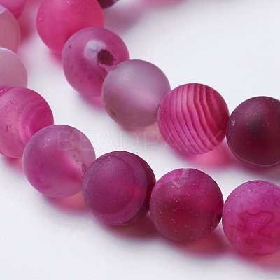Natural Grade A Striped Agate/Banded Agate Beads Strands G-E478-8mm-1