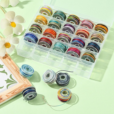 25 Rolls 25 Colors Round Segment Dyed Waxed Polyester Thread String YC-YW0001-02C-1