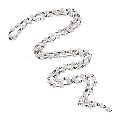 Handmade Round Glass Pearl Beads Chains for Necklaces Bracelets Making AJEW-JB00035-02-1