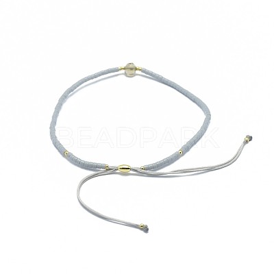 Adjustable Natural Smoky Quartz Braided Bead Bracelets BJEW-F391-A18-1