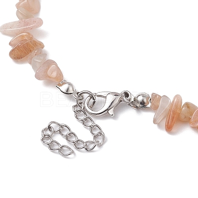 Natural Sunstone Chip Beaded Necklace NJEW-JN04615-05-1