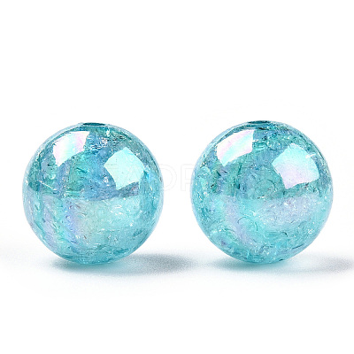 AB Color Transparent Crackle Round Acrylic Beads CACR-S006-04-1