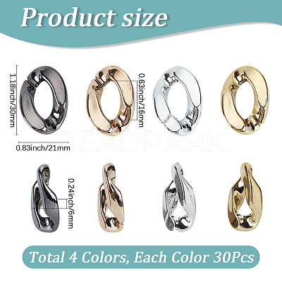 120Pcs 4 Colors UV Plating ABS Plastic Linking Rings CCB-SP0001-14-1