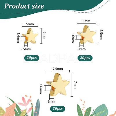60Pcs 3 Styles Brass Spacer Beads KK-PH0006-61B-1
