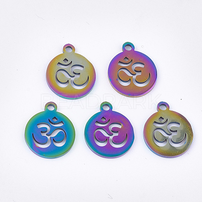 Chakra Theme Ion Plating(IP) 201 Stainless Steel Charms STAS-Q201-JN179-1