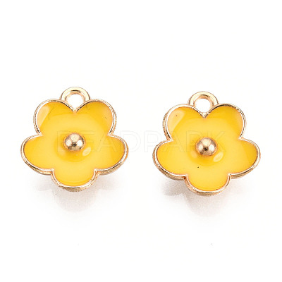 Light Gold Plated Alloy Enamel Pendants ENAM-R136-16G-1