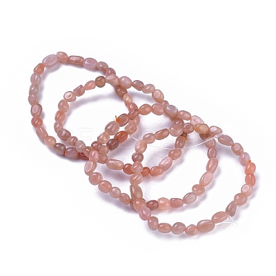 Natural Sunstone Bead Stretch Bracelets BJEW-K213-35-1