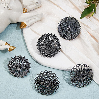 1Set Flat Round Alloy Shawls and Capes Buckles FIND-GF0008-08B-1
