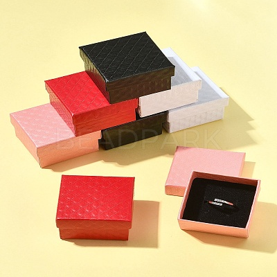8Pcs 4 Colors Square Cardboard Ring Boxes CBOX-FS0001-08-1