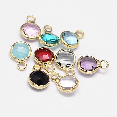 Glass Flat Round Charm KK-L091-M-1