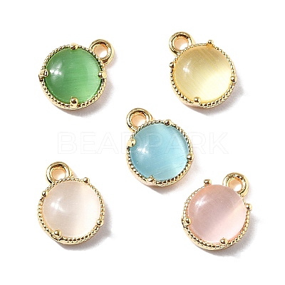 Flat Round Brass Charms KK-D024-03G-1